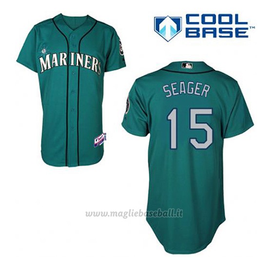 Maglia Baseball Uomo Seattle Mariners Kyle Seager 15 Teal Verde Alterner Cool Base